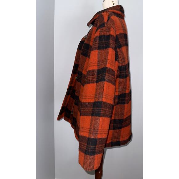 WOOLRICH vintage orange/black wool toggle jacket - size XL - Picture 5 of 14